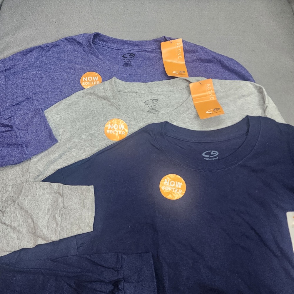 C9 by Champion Long Sleeve T-Shirt 3-Pack Blue Gray Purple Active Mens XL